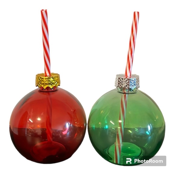 NWT | Christmas Ball Tumbler | Red & Gold |Glass | 13.3oz - Picture 4 of 9